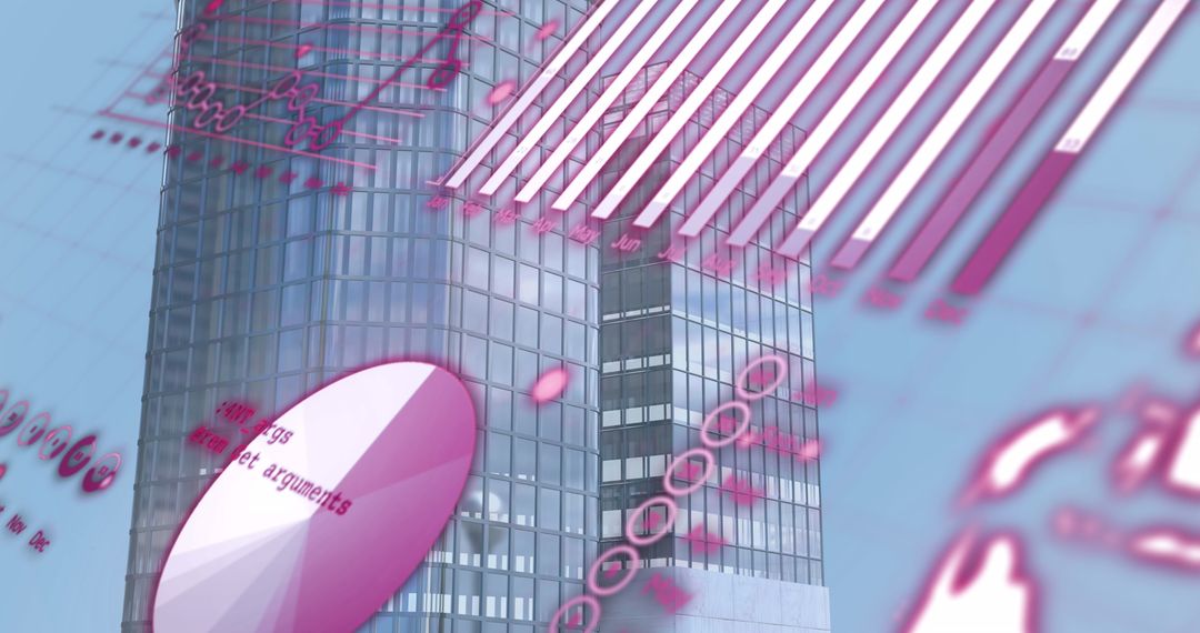 Digital Financial Data Overlay on Modern Skyscraper