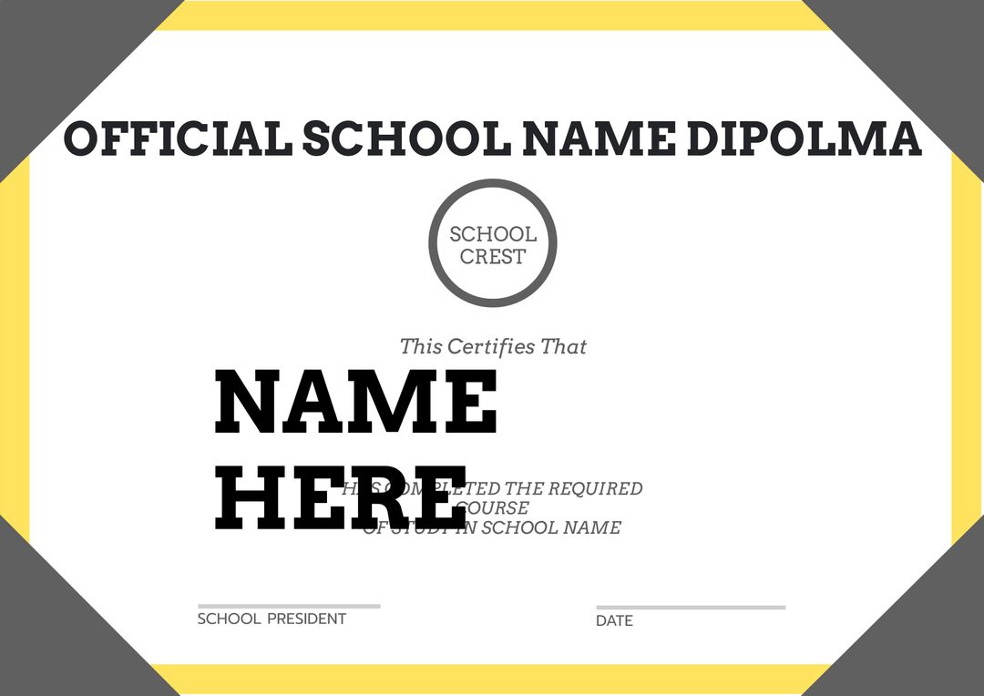 Elegant Diploma Template for School Graduation