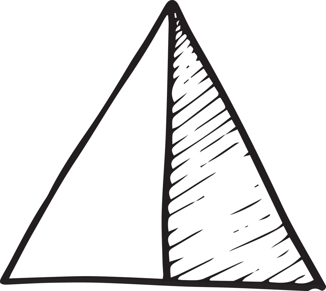 Transparent Triangle with Hand-Drawn Stripes Illustration