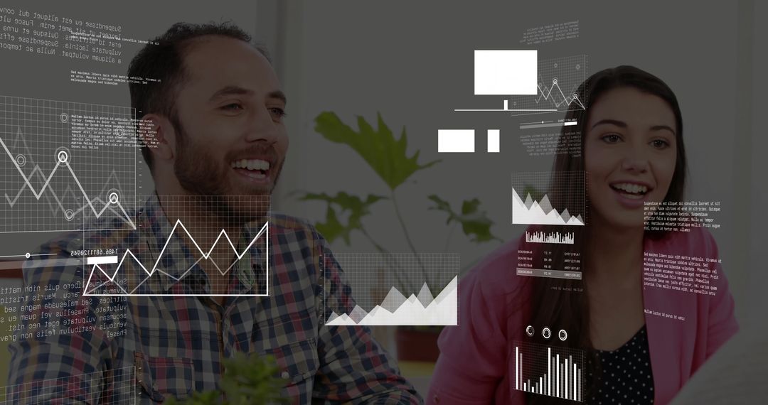 Colleagues Discussing Data Analytics with Interactive Charts in Office