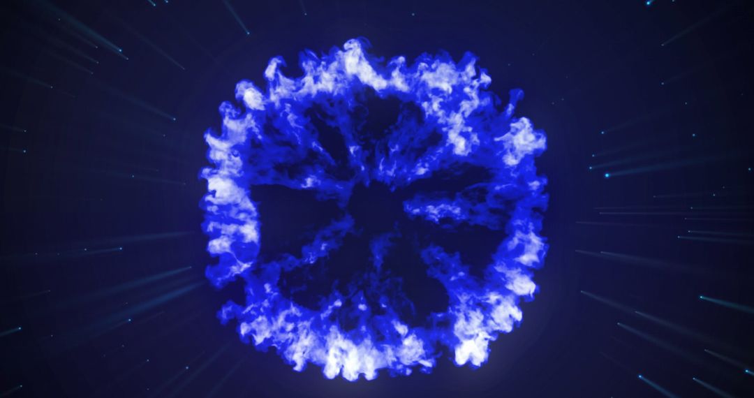 Dynamic Blue Cloud Explosion Against Starry Background