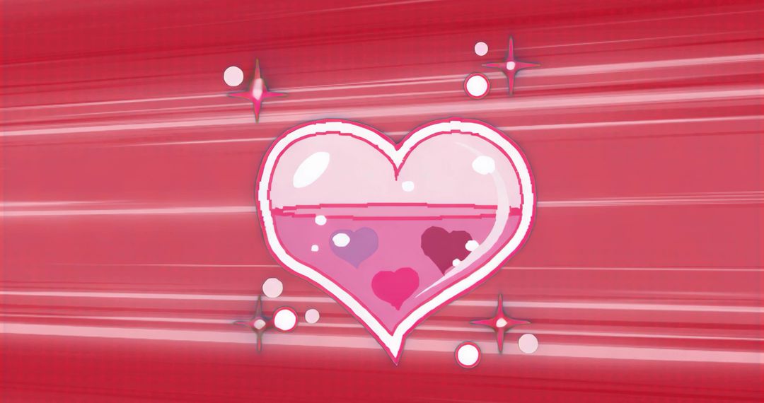 Abstract Heart on Red Gradient with Sparkles