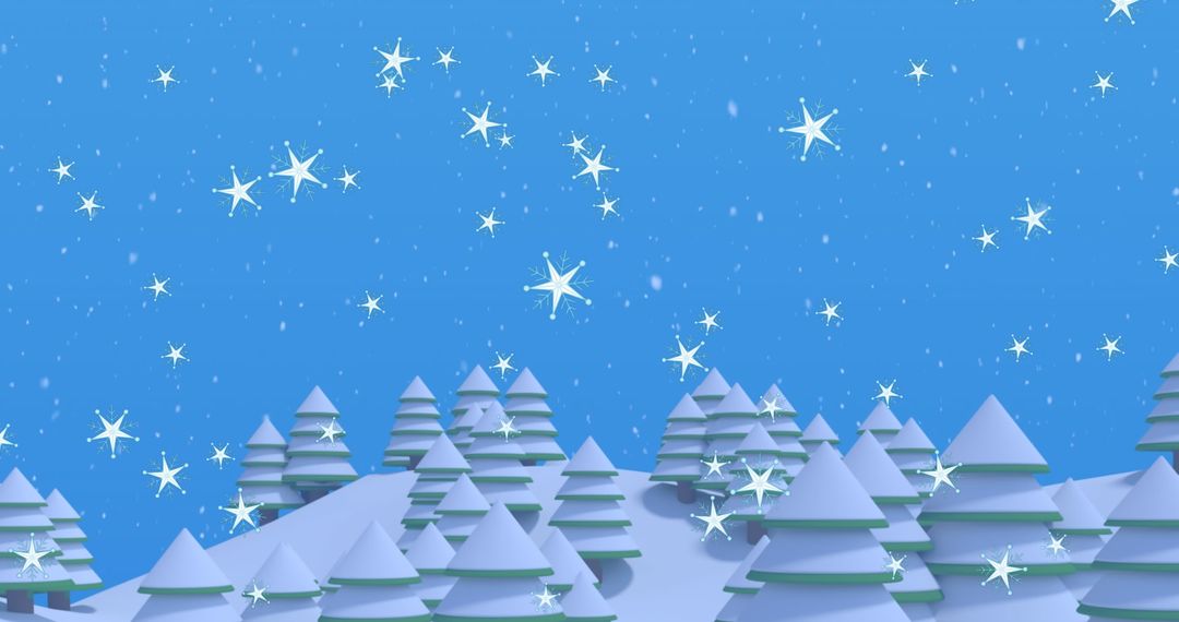 Tranquil Winter Wonderland With Snowflakes and Pine Trees