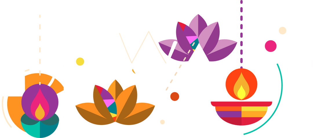 Diwali Celebration with Diyas and Lotus on Transparent Background