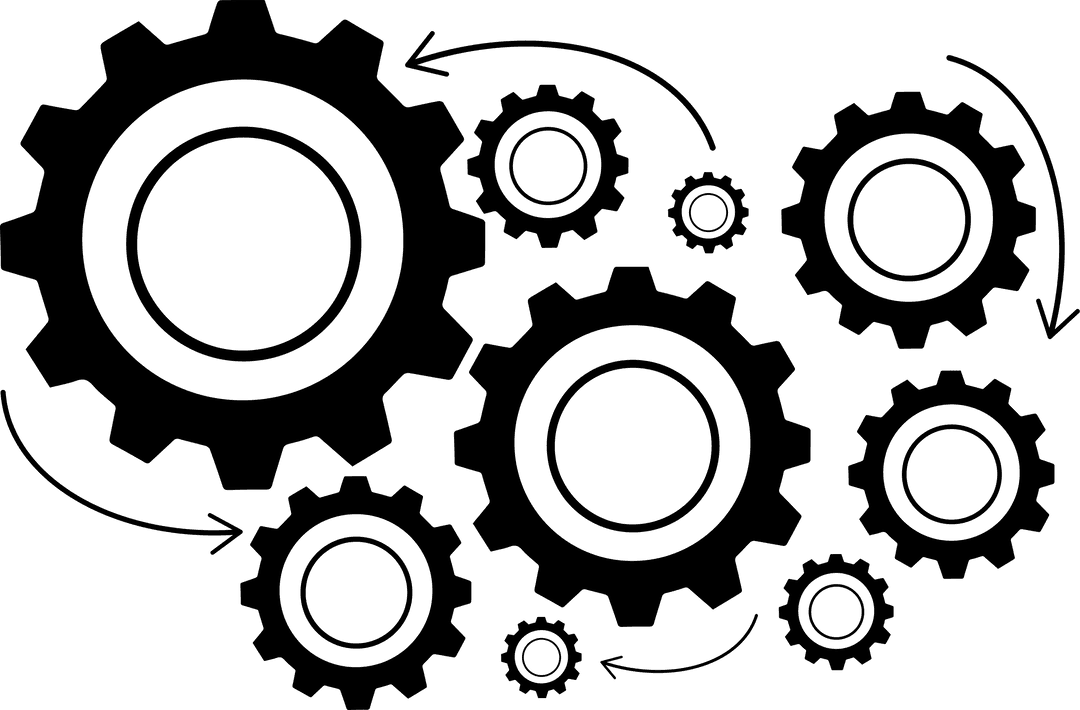 Transparent Industry Workflow Cogs and Arrows Vector