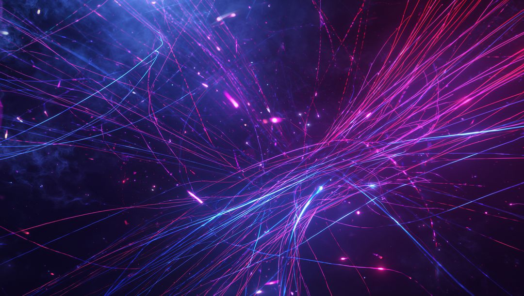 Luminous Neon Light Strands in Cosmic Abstract Space