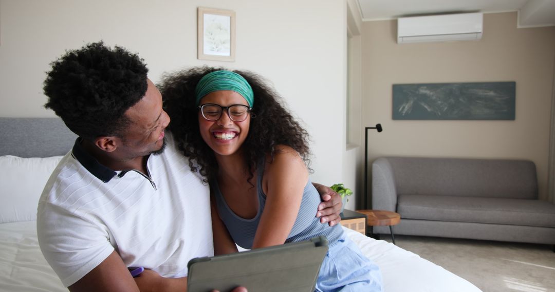 Couple Celebrating Pregnancy Announcement Video Call