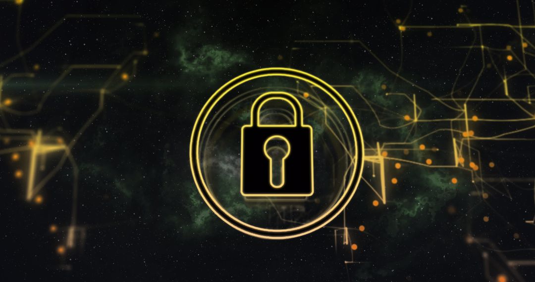 Cybersecurity Digital Padlock with Futuristic Elements