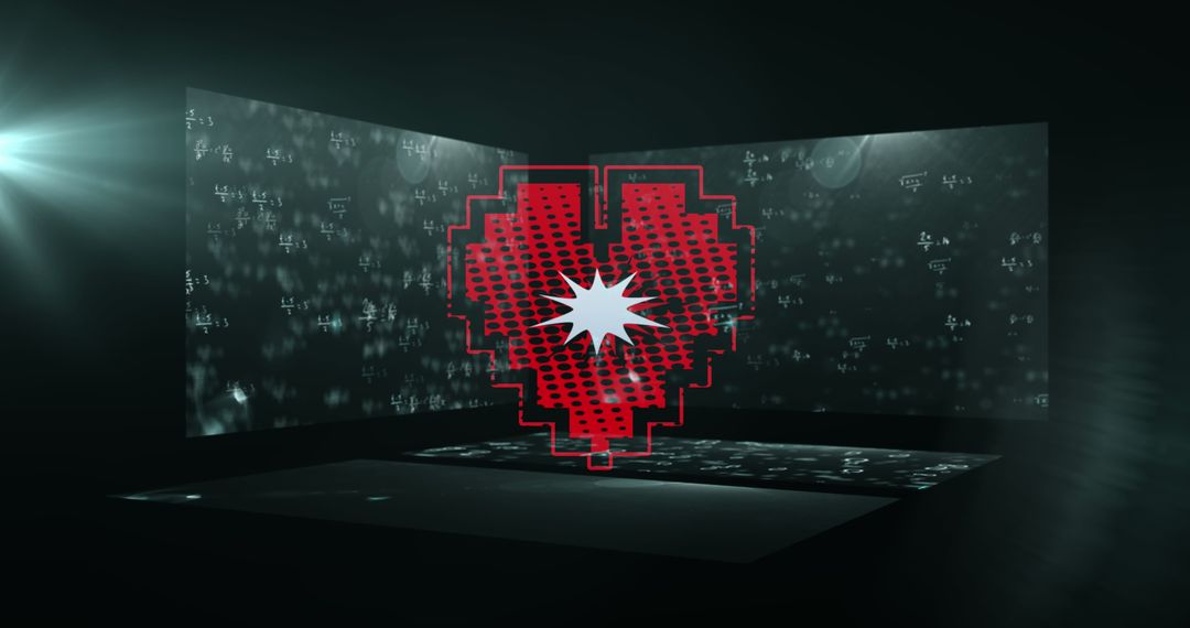 Digital Heart with Mathematical Equations in Virtual Space