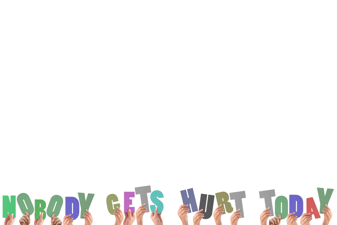 Transparent Words Held by Hands Convey Positive Message