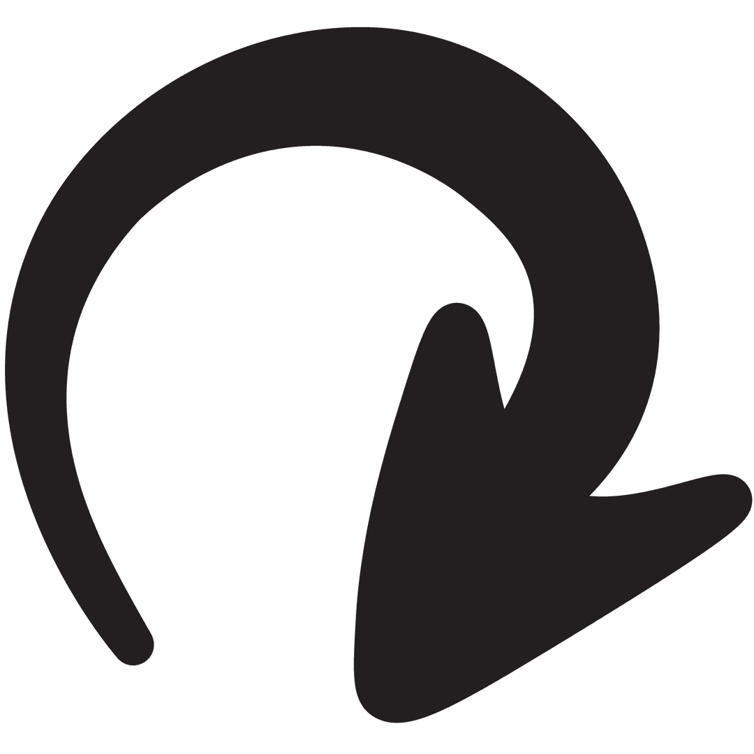 Big Black Curled Down Arrow on Transparent Background