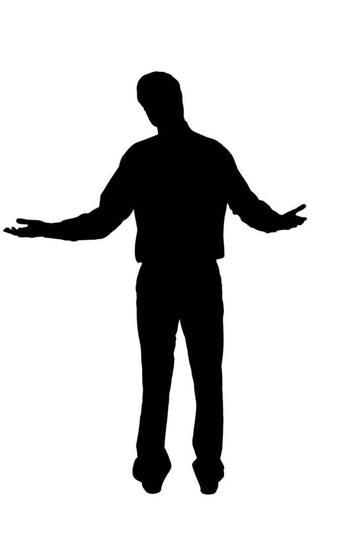 Transparent Silhouette of Man Gesturing Uncertainty