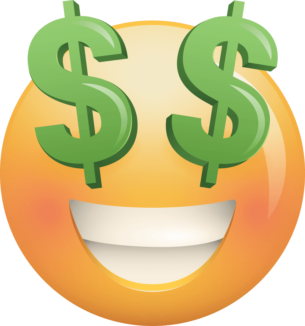 Emoji with Dollar Sign Eyes on Transparent Background