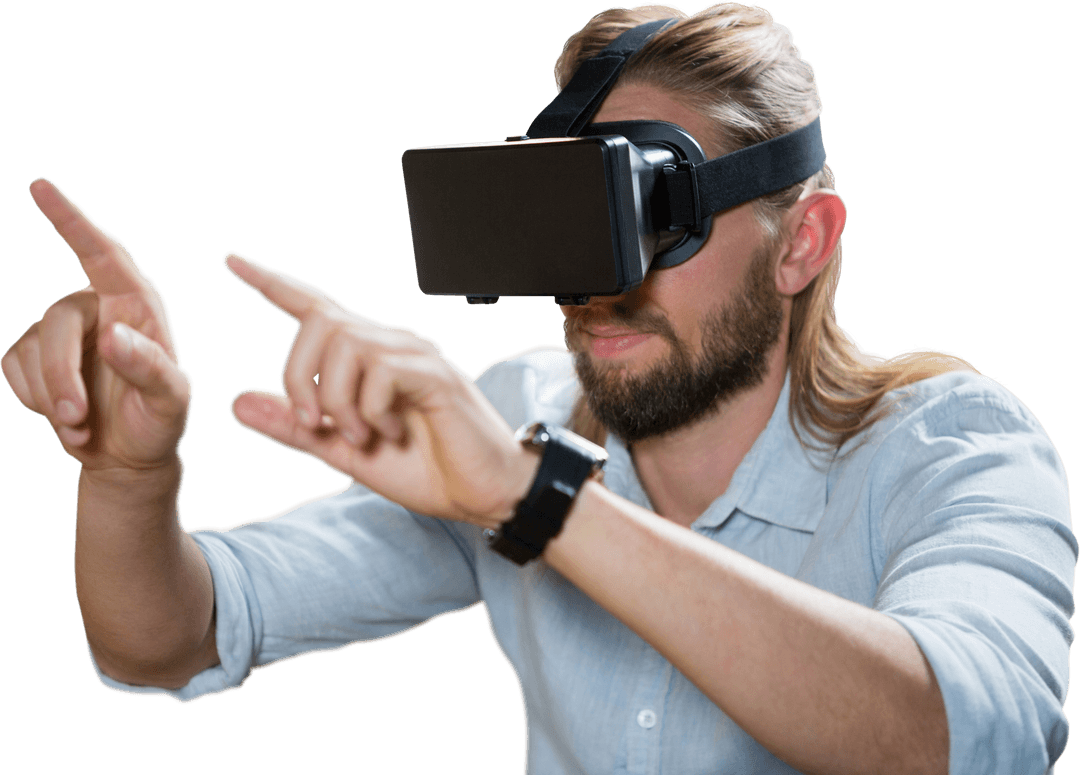 Man Pointing with Transparent Background in Virtual Reality Glasses - Download Free Stock Images Pikwizard.com