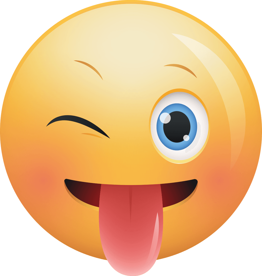 Winking Emoji Showing Tongue on Transparent Background