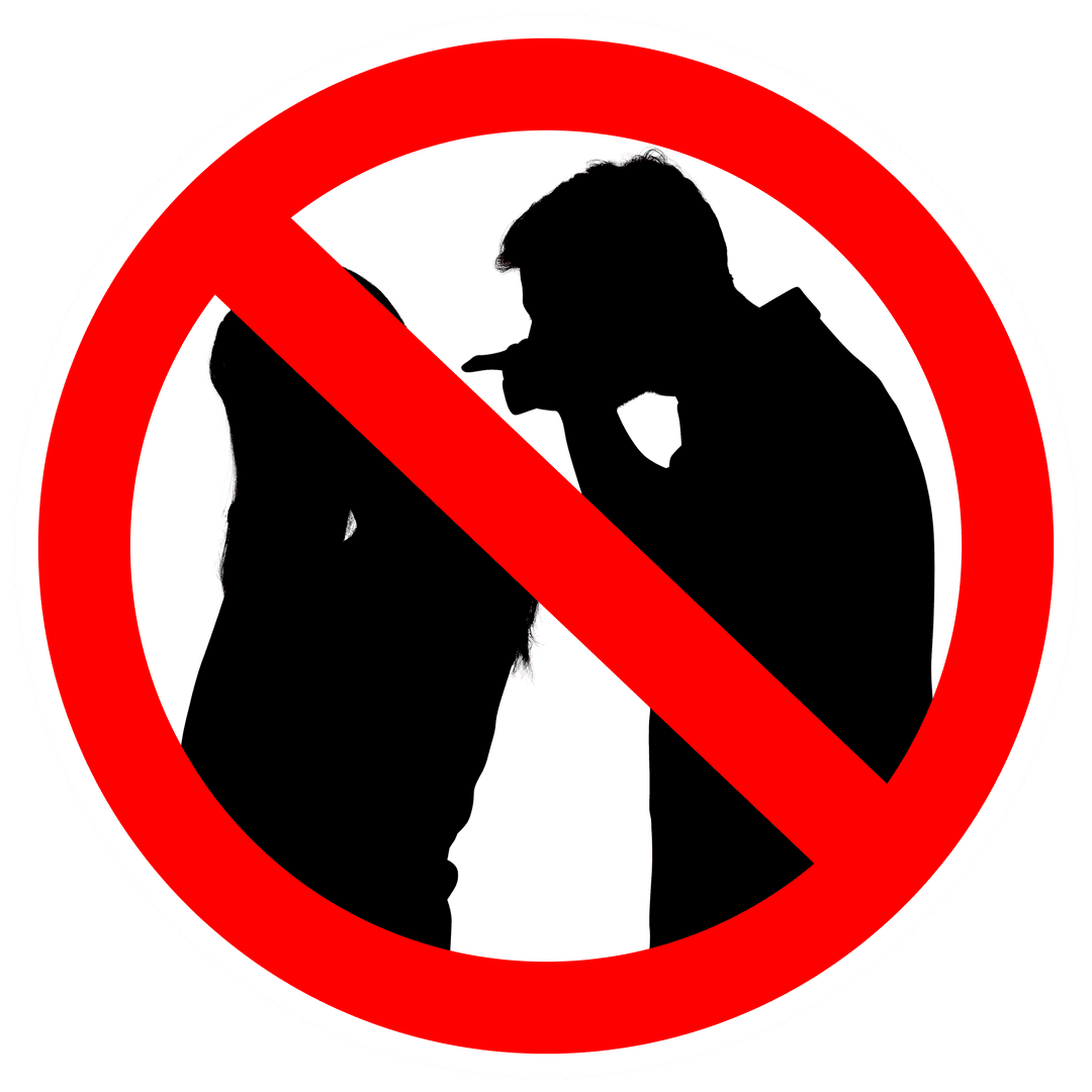 Transparent Stop Sign with Arguing Silhouette Couple