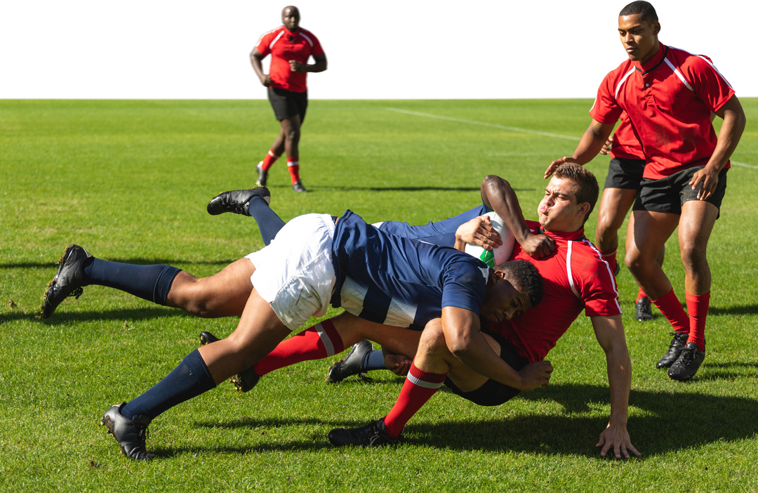 Transparent Action-Packed Scene of Diverse Male Rugby Players - Download Free Stock Images Pikwizard.com