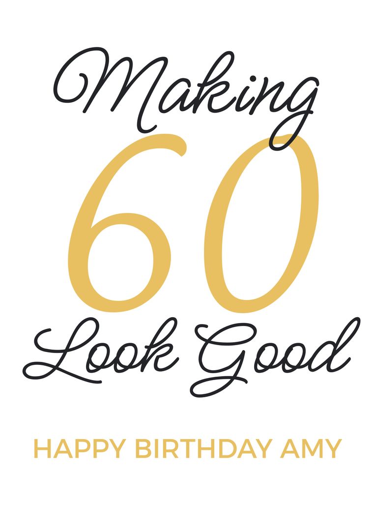 Elegant 60th Birthday Greeting Card Design with Stylish Typography - Download Free Stock Templates Pikwizard.com