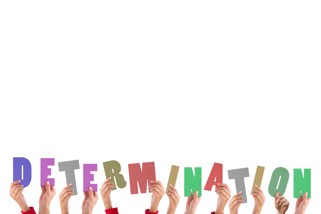 Hands Holding Letters of Determination on Transparent Backdrop