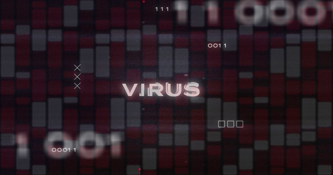 Digital Virus Symbol with Circuit Board and Binary Code