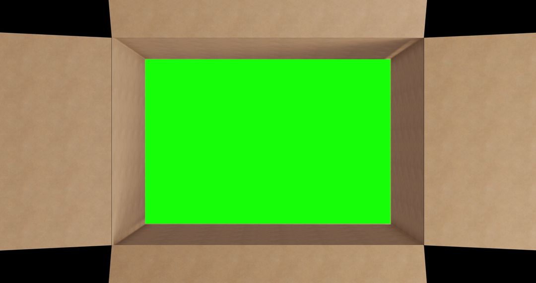Open Cardboard Box with Green Screen for Background Replacement