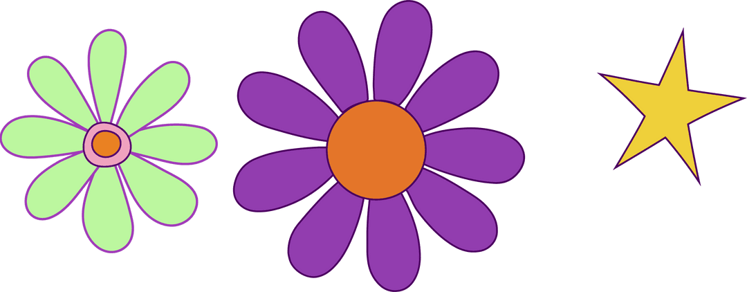 Transparent Canvas with Colorful Floral and Star Icons