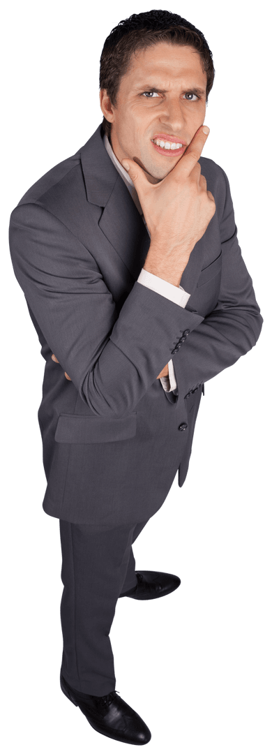 Transparent Businessman Contemplating in Formal Suit