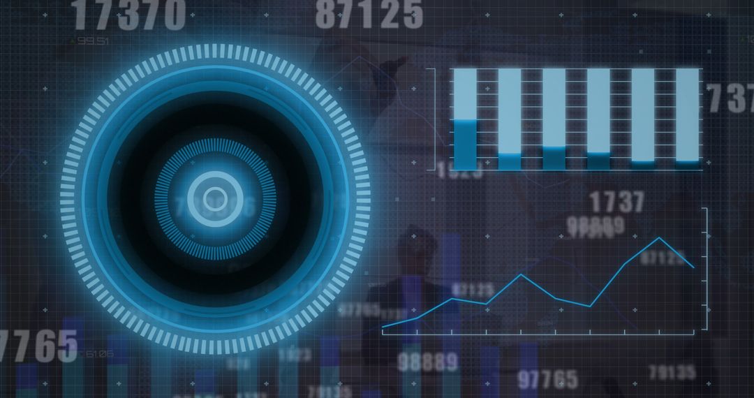 Futuristic Digital Interface with Data Charts and HUD Elements - Free Images, Stock Photos and Pictures on Pikwizard.com