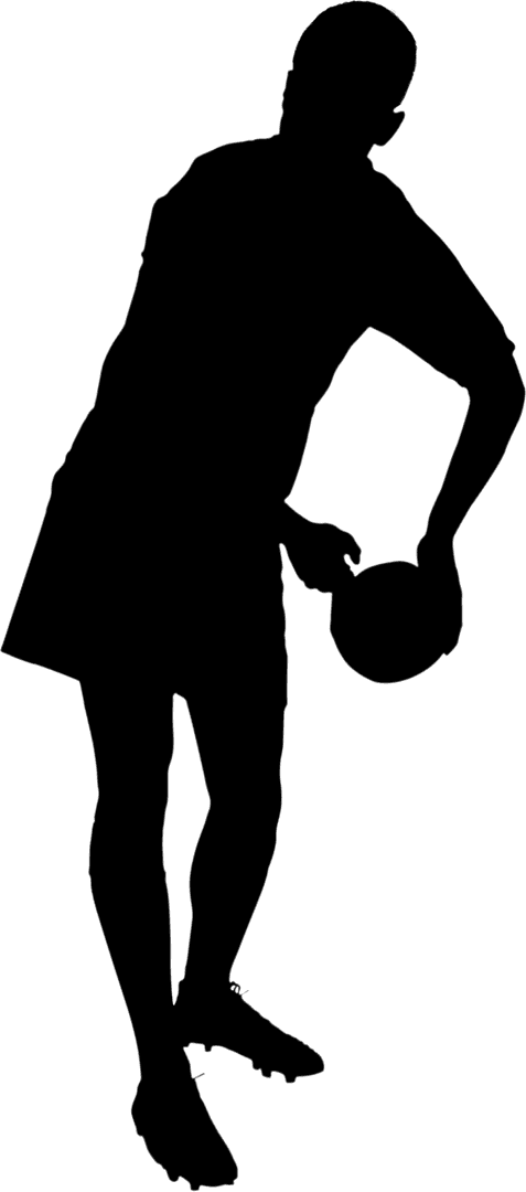 Transparent Vector of Rugby Player with Ball in Motion