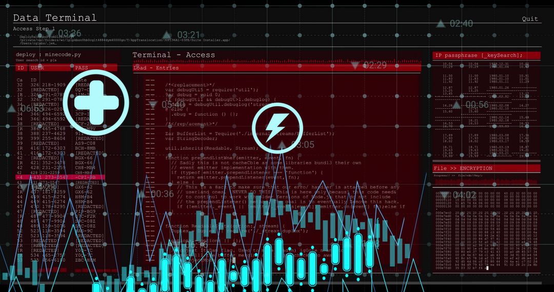 Digital Data Processing Over Computer Screens with Business Icons