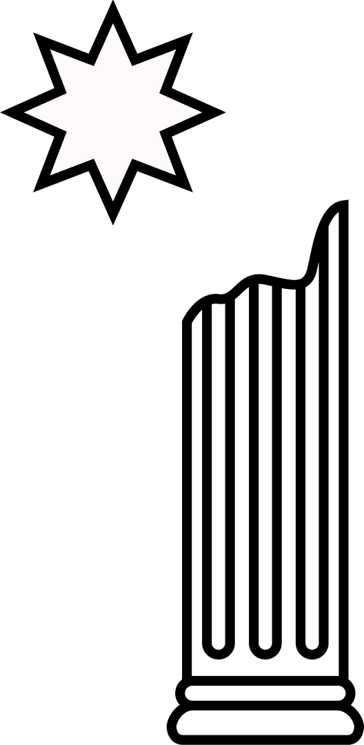 Transparent Minimalist Architecture Icon with Star and Column