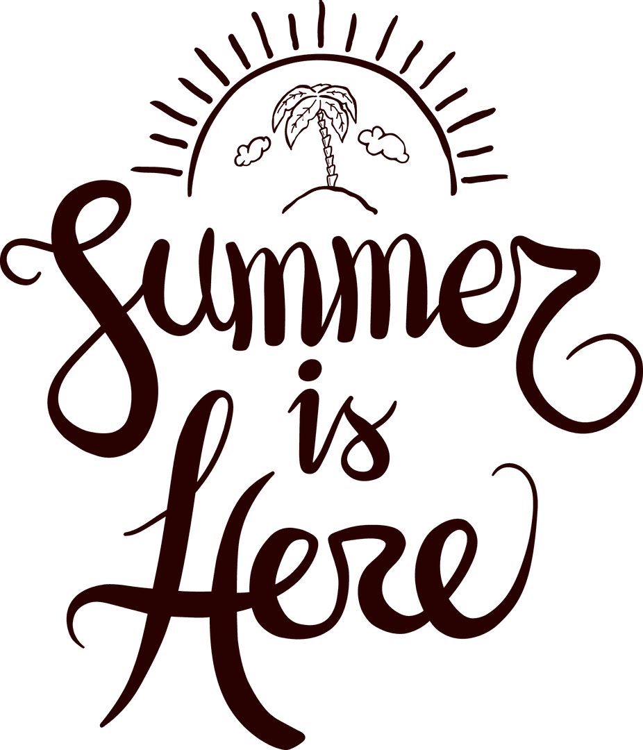 Summer Is Here Text Décor on Transparent Background