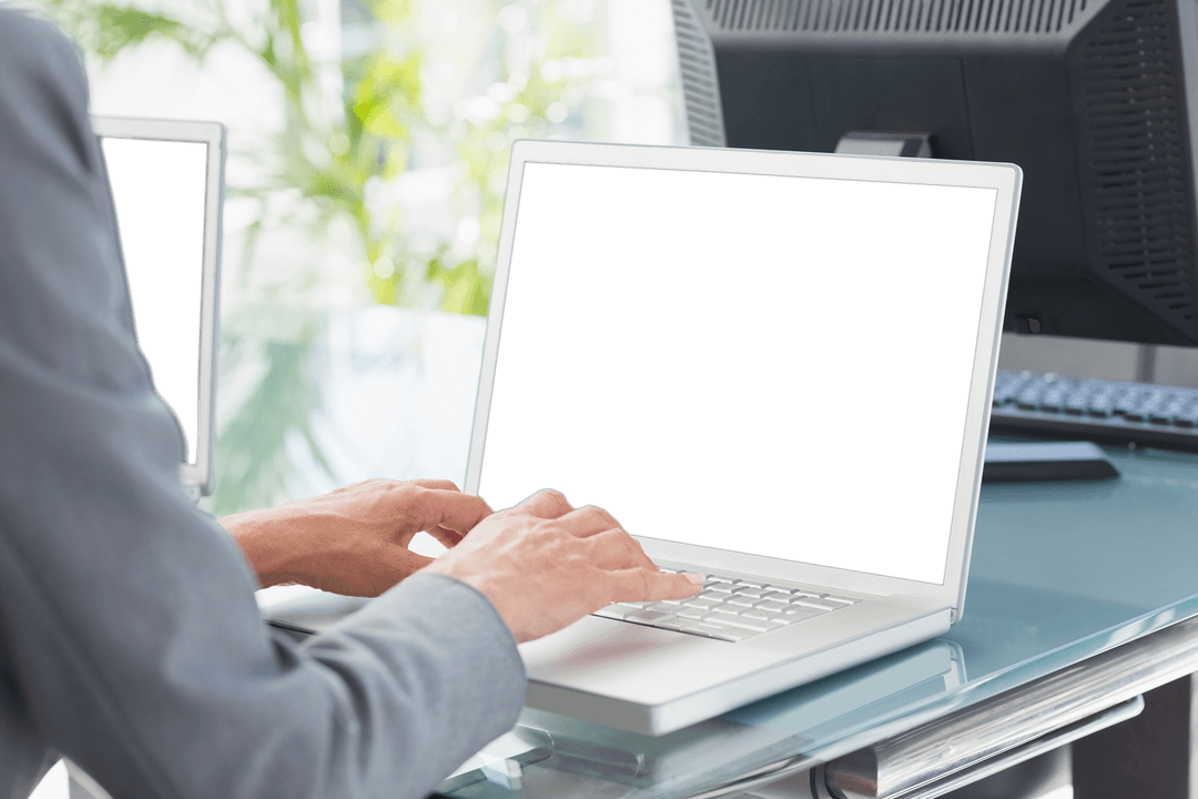 Transparent Laptop Screen in Office Environment