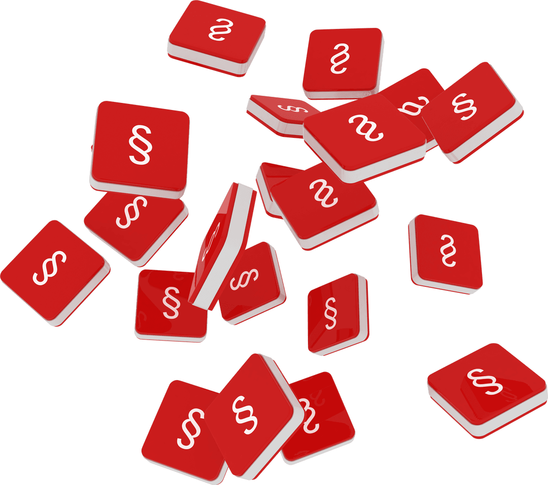 Floating Transparent Paragraph Symbol Blocks on White Background