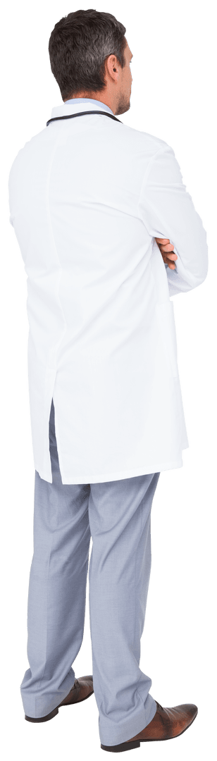 Transparent Image of Doctor with Arms Crossed from Behind
