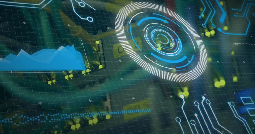 Futuristic HUD Interface with Data Visualization