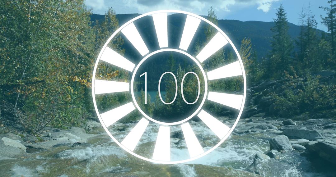 Circular Progress Graphic in Serene Forest Creek Setting