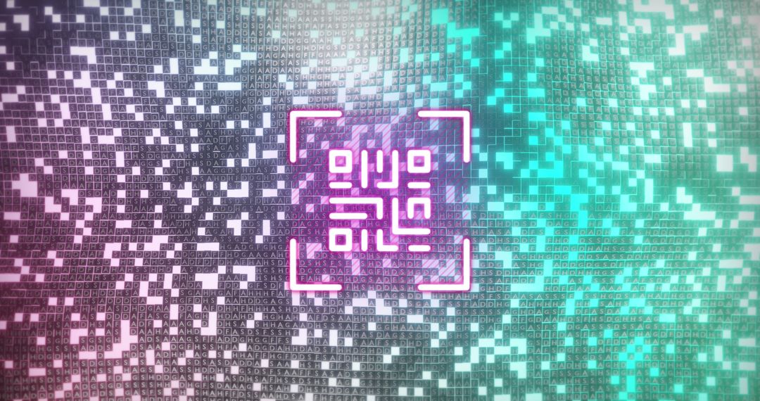 Futuristic Neon QR Code on Dynamic Mosaic Background