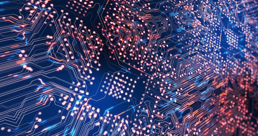 Futuristic Digital Network Illustration with Complex Circuitry