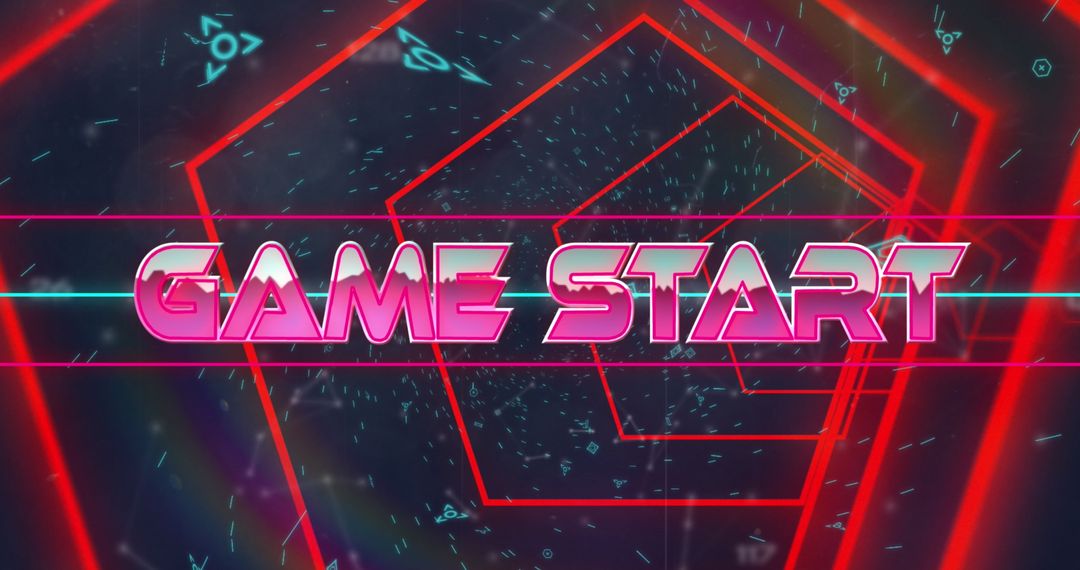 Futuristic Game Start Screen with Hexagonal Tunnel