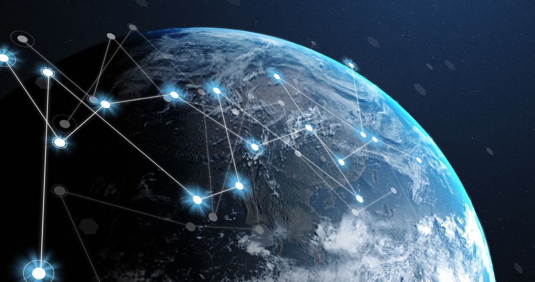 Connected World: Digital Networking Around Globe Concept
