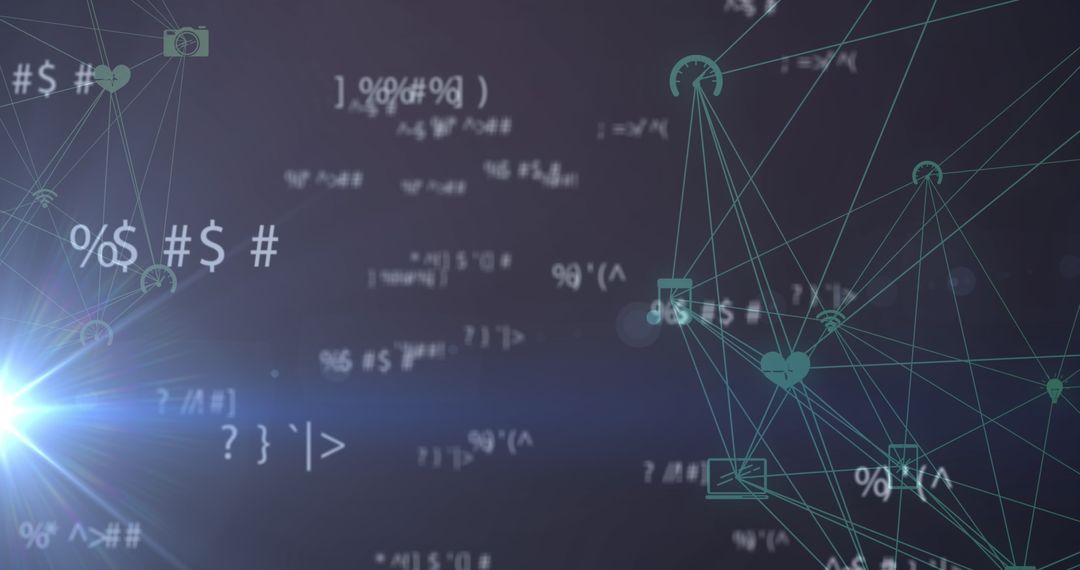 Digital Symbols and Network Connections in Futuristic Design