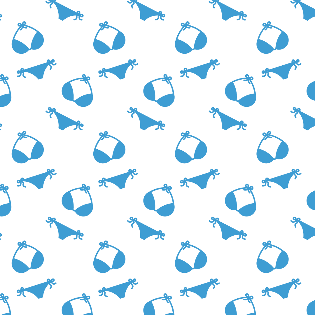 Transparent Blue Bikini Pattern on Clear Background