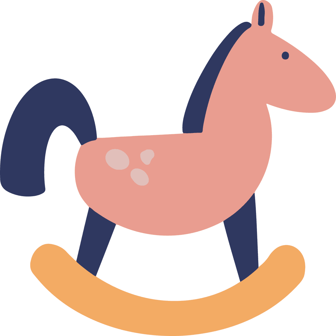 Minimalist Rocking Horse Toy on Transparent Background