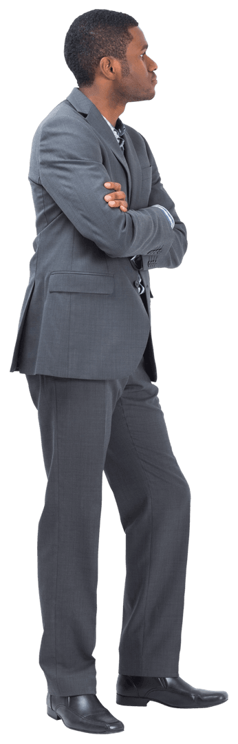 African American Businessman On Transparent Background Crossing Arms