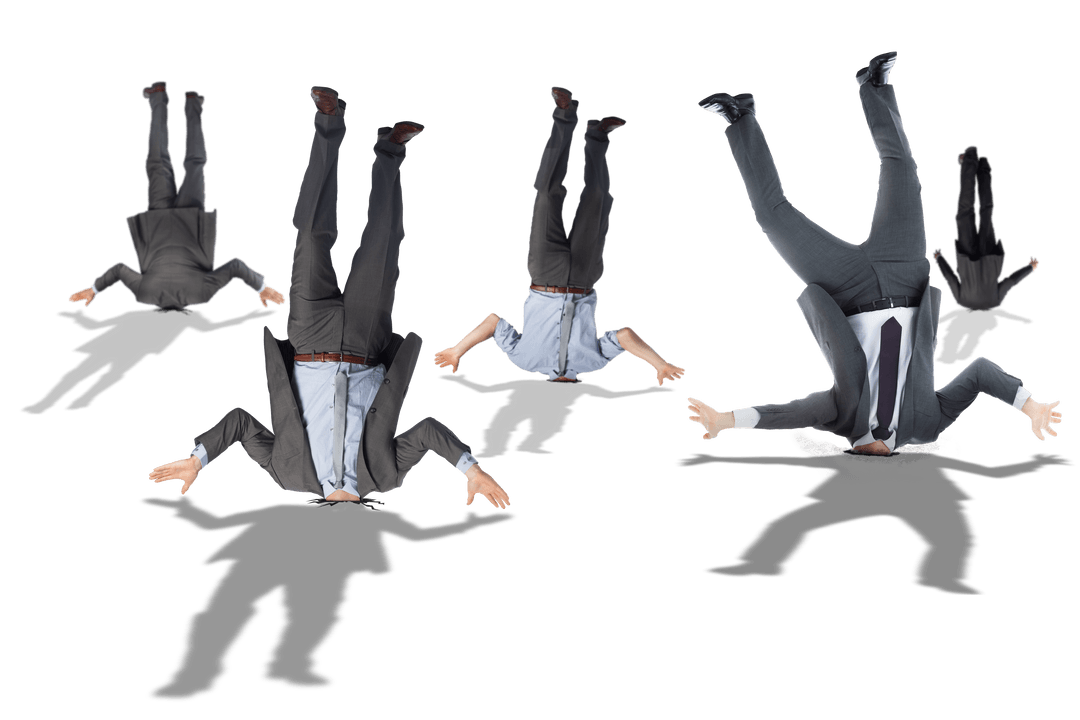 Upside Down Businessmen on Transparent Background illustration