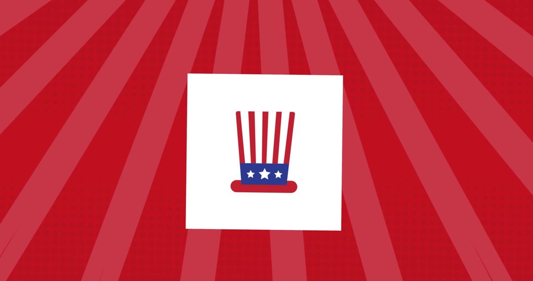 Patriotic Top Hat Symbol on Radiating Red Stripes