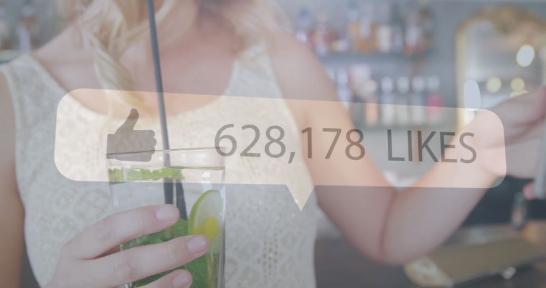 Social Media Concept with Mojito in Bar Setting