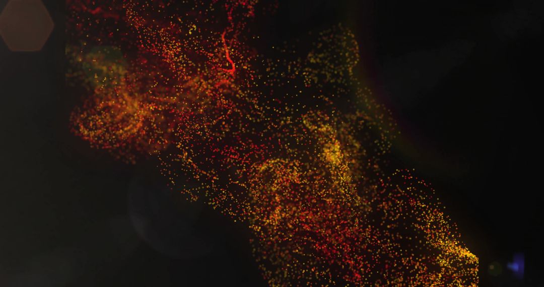 Vibrant Orange Particles Forming Abstract Wave