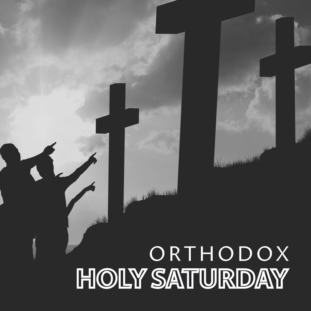 Silhouette of People Pointing at Christian Crosses on Orthodox Holy Saturday - Download Free Stock Templates Pikwizard.com